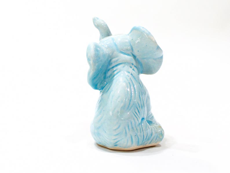 VINTAGE: Blue Ceramic Elephant Figurine Nursery Baby Room Handcrafted Hand Painted Gift Idea SKU 24-C-00010655 image 3