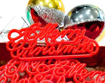 VINTAGE: 25st - Merry Christmas Cupcake Toppers - Cake Topper, Pick Heads, Ambachten, Bloemstukken, Corsages, Kerstmis, Vakantie,