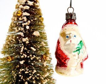 VINTAGE: Early Poland Small Santa Mercury Glass Ornament - Blown Figural Glass Ornament - SKU 30-403-00014046