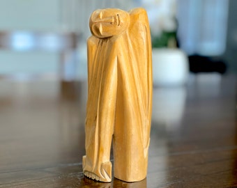 Vintage Hand Carved Wood Figurine: Folk Art Man