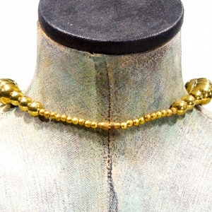 Deadstock VINTAGE: 1970's Chunky Hollow Brass Necklace Boho, Gipsy, Hippie, India Unused SKU 31-D image 3