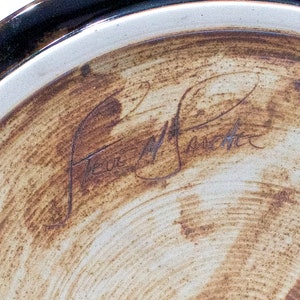 VINTAGE: Signed Steve M Sanchez Studio Pottery Stoneware Swirl Brown Plate Ceramics SKU 00028-D-31334 image 4