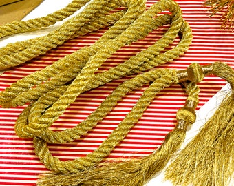 VINTAGE: Gold Rope Garland - Gold Garland - Tassel Garland - SKU Tub-603-00012985