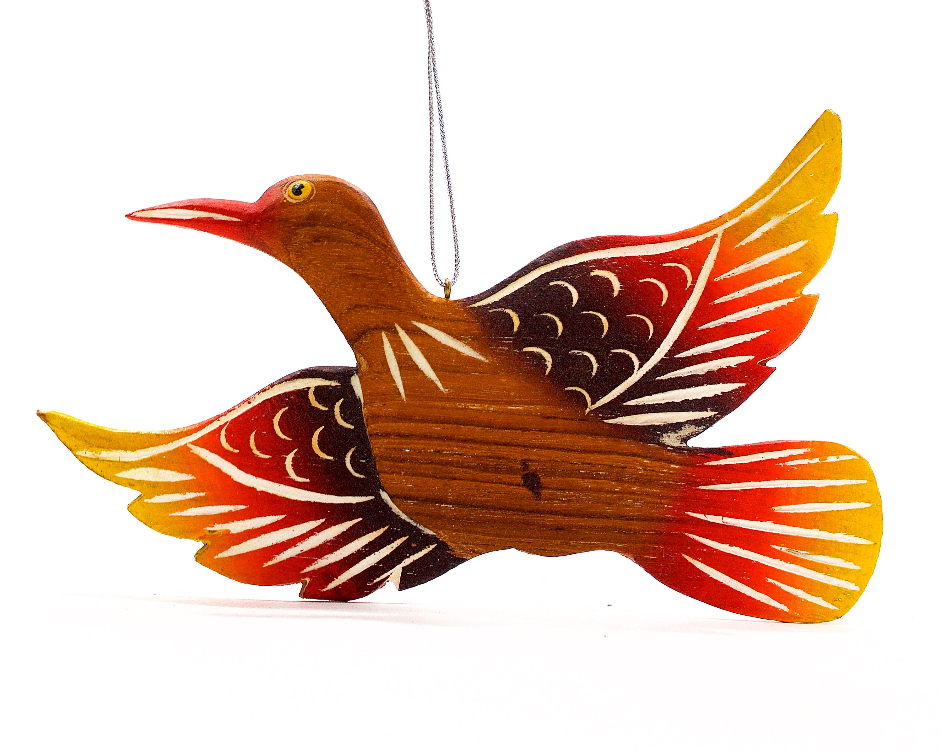 VINTAGE 5 Stück Handbemalte Vogel ornamente aus Holz