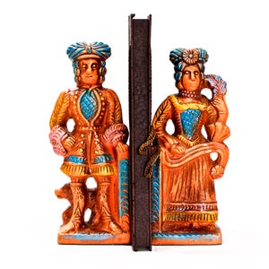 VINTAGE: LARGE Chalkware Granada Book Ends - Man and Woman Book Ends - &quot;N Granada 55/1168&quot; - SKU 26-A-00010670