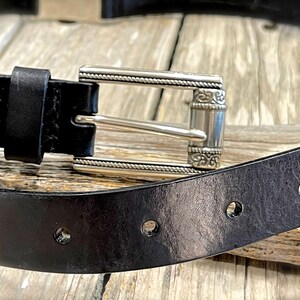 VINTAGE: FOSSIL Genuine Leather Belt Western Black Belt - Etsy