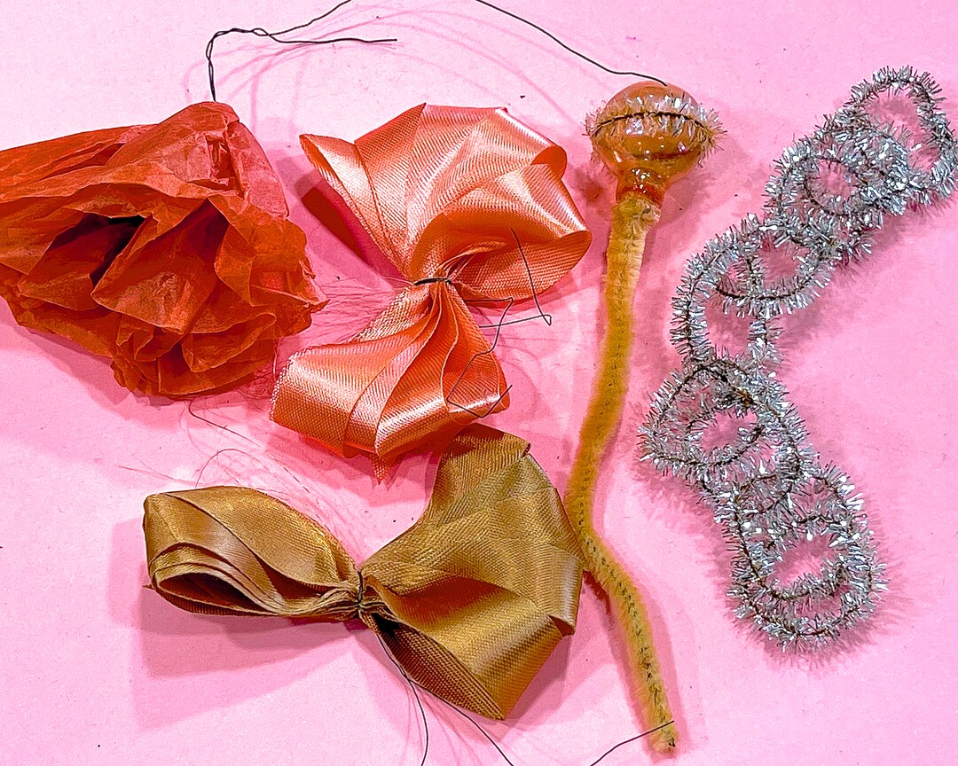VINTAGE: Christmas Craft Finds - Picks Stems - Chenille Chain, Glass ...