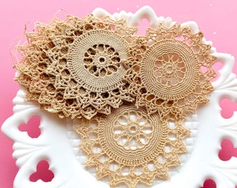 Crochet Doily, 1920s Crocheted Ornament Set | Handcrafted Laced