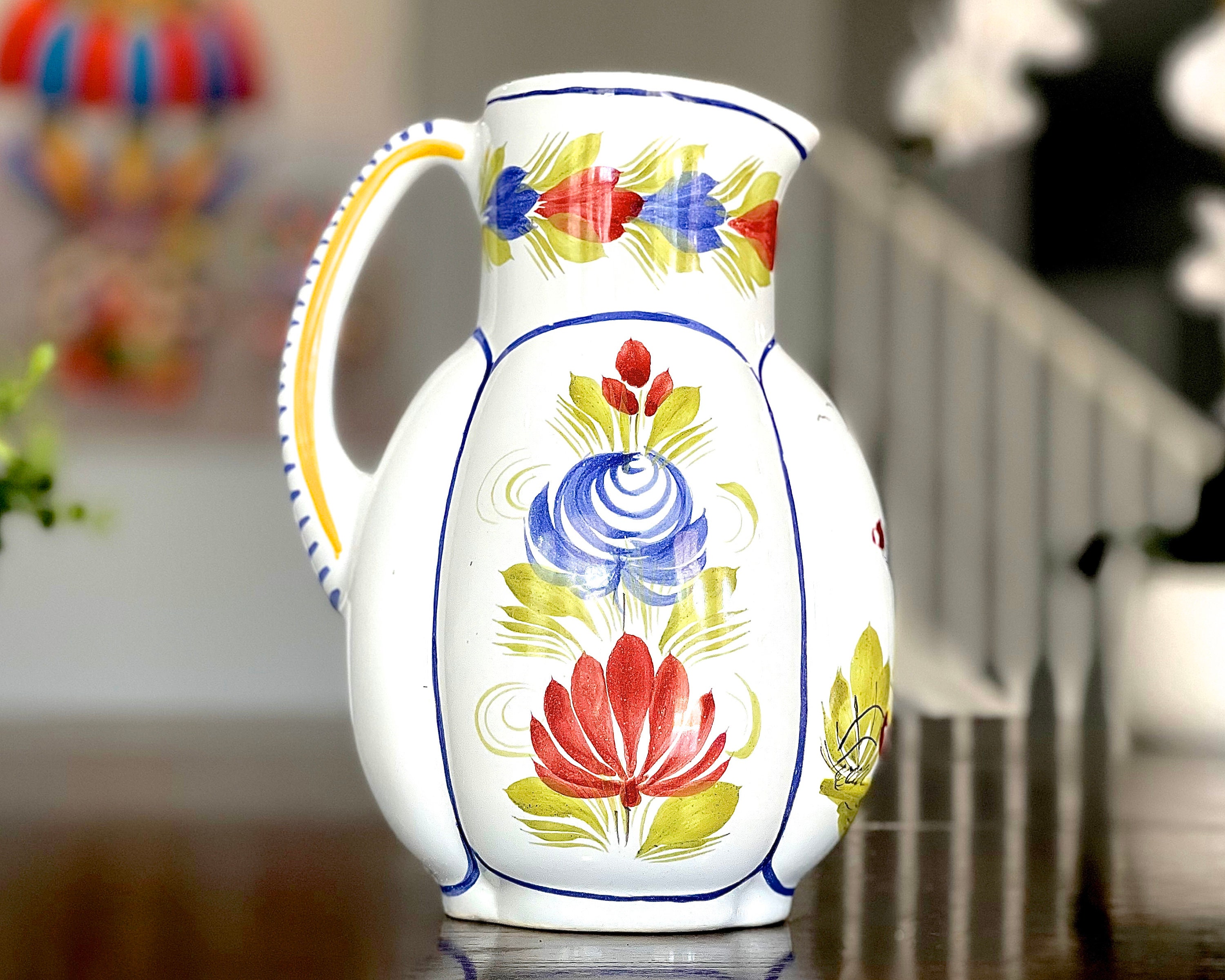 Vintage Henriot Quimper Pottery Pitcher: Hand-painted French Art