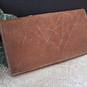 Billetera de cuero vintage / Soporte de dinero unisex de cuero con herramientas marrones / Billetera dividida grande con soportes de imagen