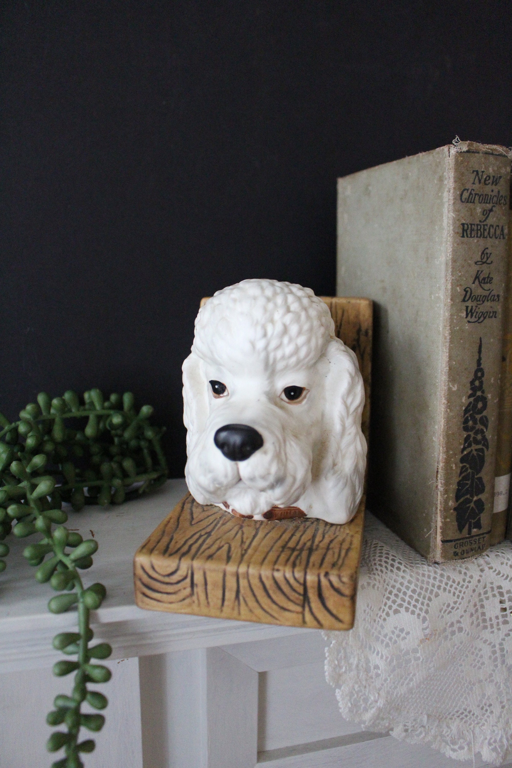 Vintage Lefton Poodle Bookends Set of 2 White Poodle Head Etsy