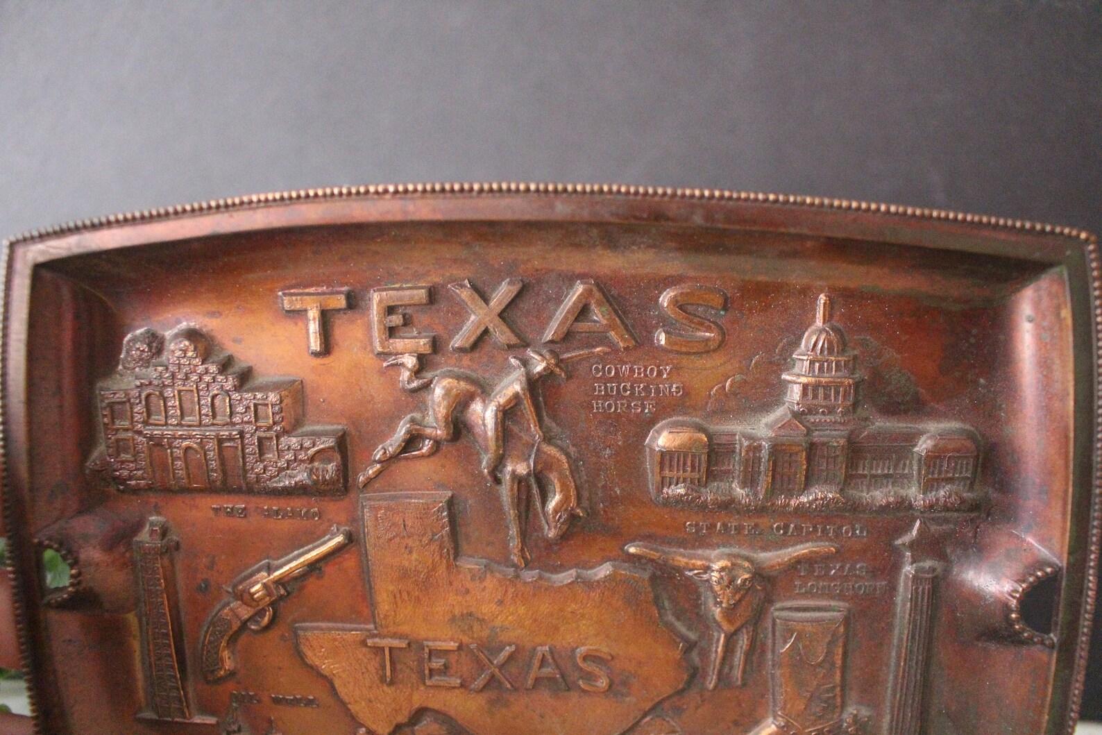 Vintage Texas Ashtray Metal Copper Souvenir Ashtray w/ Texas Etsy