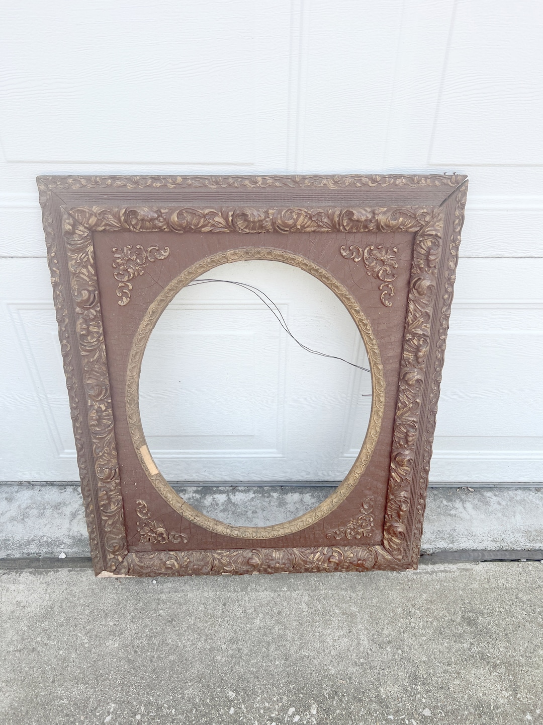 Vintage Ornate Frame | Large Wooden Rectangle Picture Frame | Oval ...