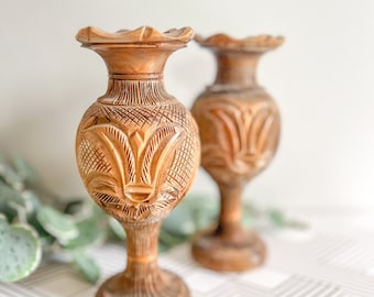 ヴィンテージの無垢材製台座付き丸型花瓶 ~ 7インチ - Etsy 日本