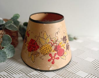 Vintage Lamp Shade | Mid Century Modern Coleman Parchment Lampshade | Hand Painted Fruit Lamp Decor