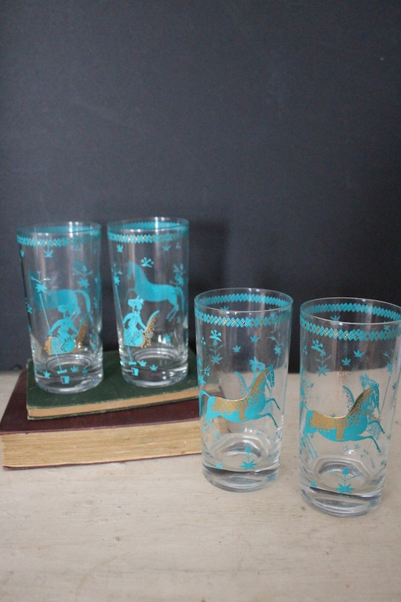 teal blue drinking glasses