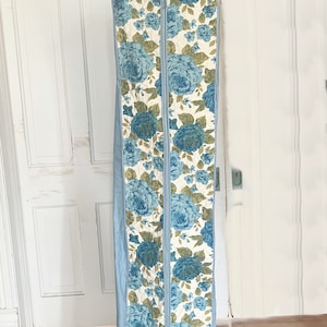 vintage 1960's Floral Hanging Dress Bag | sac de voyage de stockage de vêtements carré vintage | Sac fourre-tout à fleurs bleu vert blanc Mod