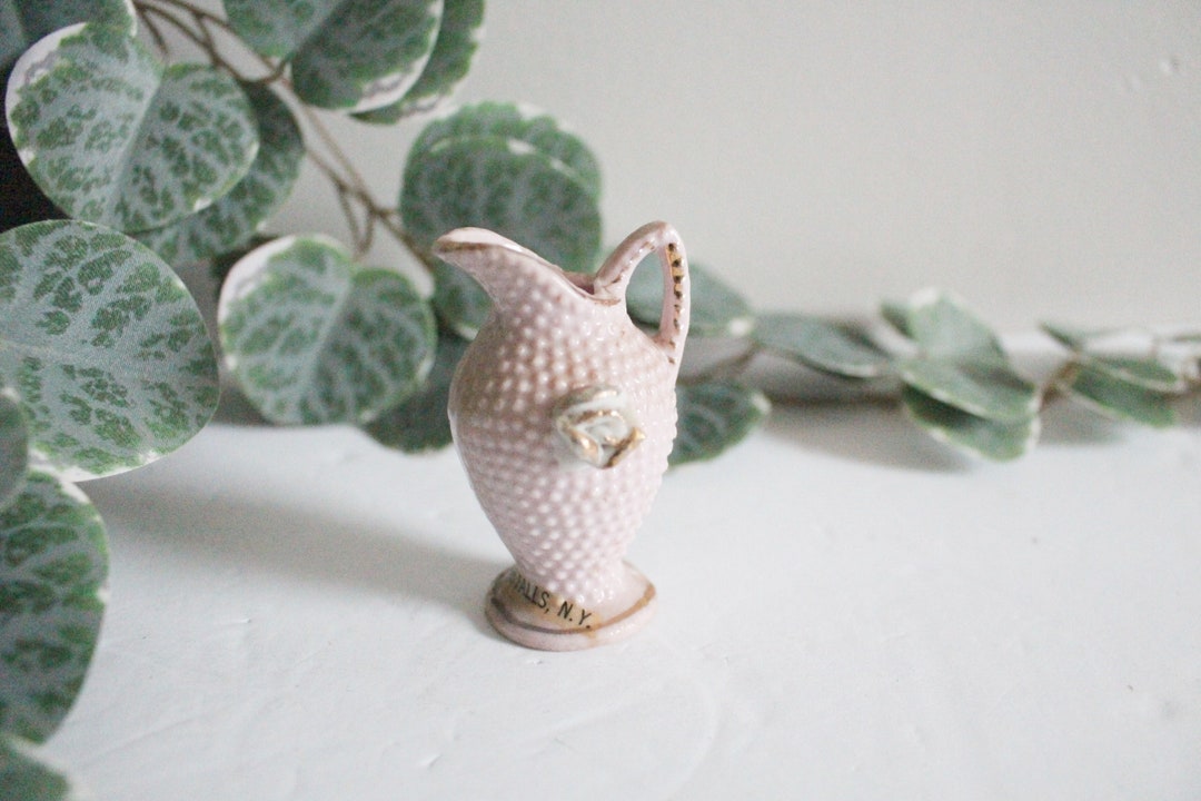Vintage Miniature Pitcher | Light Pink Bubbled Porcelain Bud Vase ...
