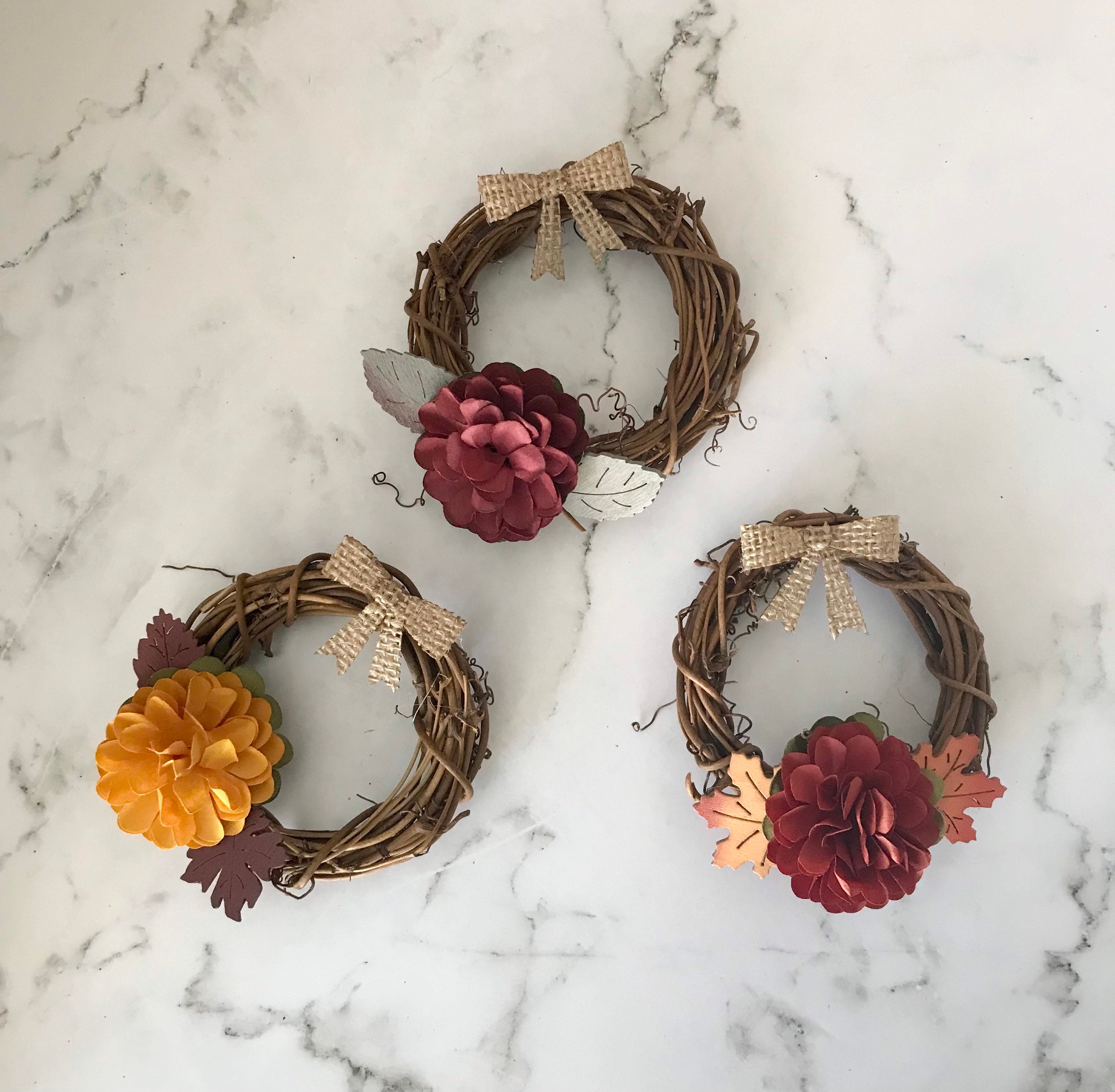 Mini Fall Wreath Set Mini Fall Wreath Ornament Set Fall Etsy