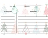 Christmas Recipe Card | Pastel Holiday Recipe Template | Printable Digital Download