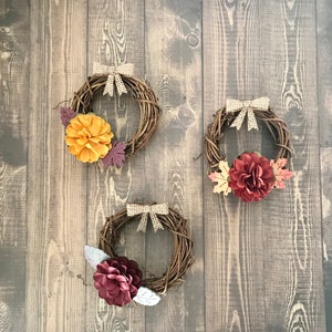Mini Fall Wreath Set, Mini Fall Wreath Ornament Set, Fall Wreath Set, Fall Wreath Ornaments, Mini Farmhouse Wreath Set, Autumn Wreath Set