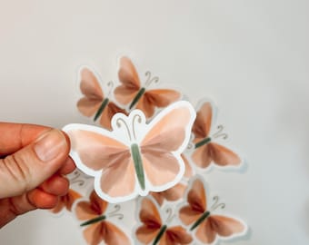 Clear Matte Butterfly Sticker: Weatherproof Laptop Decal