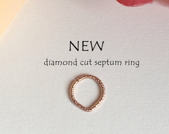 NEW ! Diamond Cut Triangle Septum Ring, Rose Gold Septum Ring.