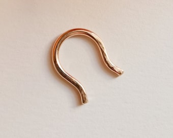 Hammered Septum Retainer. Rose Gold Septum Ring.