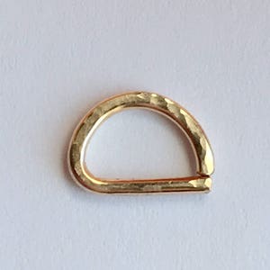 D Septum Ring, Hammered Rose Gold Septum Ring 14K Gold Filled 925 Sterling Silver Septum Ring.