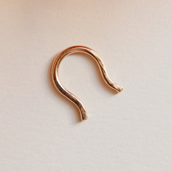 Hammered Septum Retainer. Rose Gold Septum Ring.