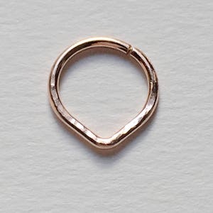 Hammered Triangle Septum Ring, Rose Gold Filled Septum Ring.
