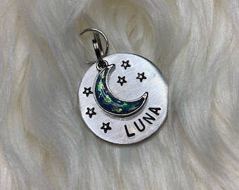 crescent moon dog tag