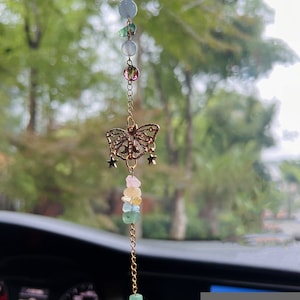 Breloque pour voiture kawaii - Breloques pour voiture en forme de croix de cristal avec rétroviseur