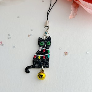 Holiday Cat Cute Phone Charm - Cat Phone Strap - Cute Phone Charms