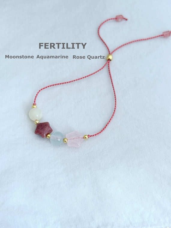 Fertility Bracelet Rose Quartz Aquamarine Moonstone Fertility Crystals