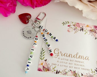 Grandma Keychain - Nana Keychain - Kid's Name Keychain - GIFT Box Included