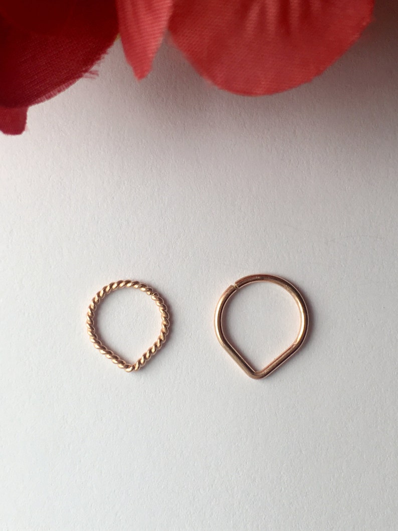Triangle Septum Ring, Rose Gold Septum Ring. image 2