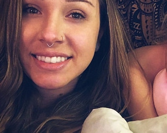 Septum Ring. Triangle Septum Ring, Rose Gold Septum Ring.