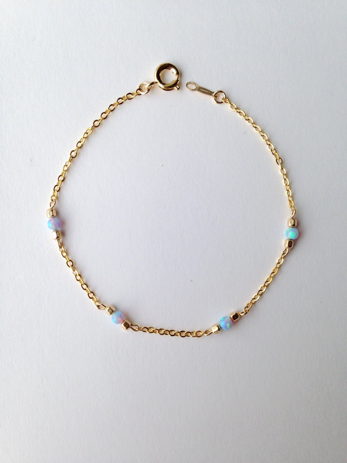 Opal Anklet 14K Gold Filled or Sterling silver. Etsy