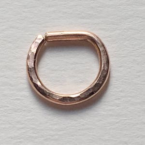 D Septum Ring, Hammered Rose Gold Septum Ring 14K Gold Filled 925 Sterling Silver Septum Ring.