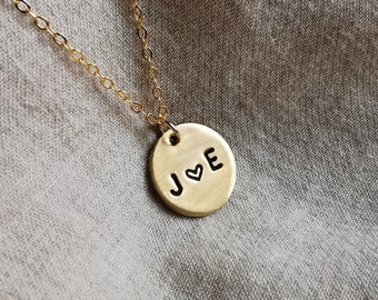 Gold couple initial necklace