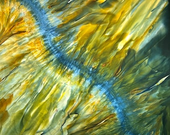 Ice Dyed 45" X 45" Gravity Tapestry - # 816 rust, cobalt, amber waves