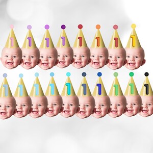 Topper per cupcake con viso, Topper per cupcake con viso di bambino personalizzato, Topper per cupcake con primo compleanno, Stampabile