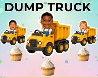Decorazioni per cupcake a tema camion ribaltabile, decorazioni per feste di compleanno a tema camion ribaltabile, cupcake personalizzati a tema camion da costruzione, festa di compleanno a tema cantiere.