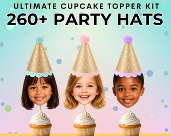 Cupcake-Topper mit Babygesicht, personalisierter Cupcake-Topper mit Babygesicht, Cupcake-Topper zum ersten Geburtstag, zum Ausdrucken