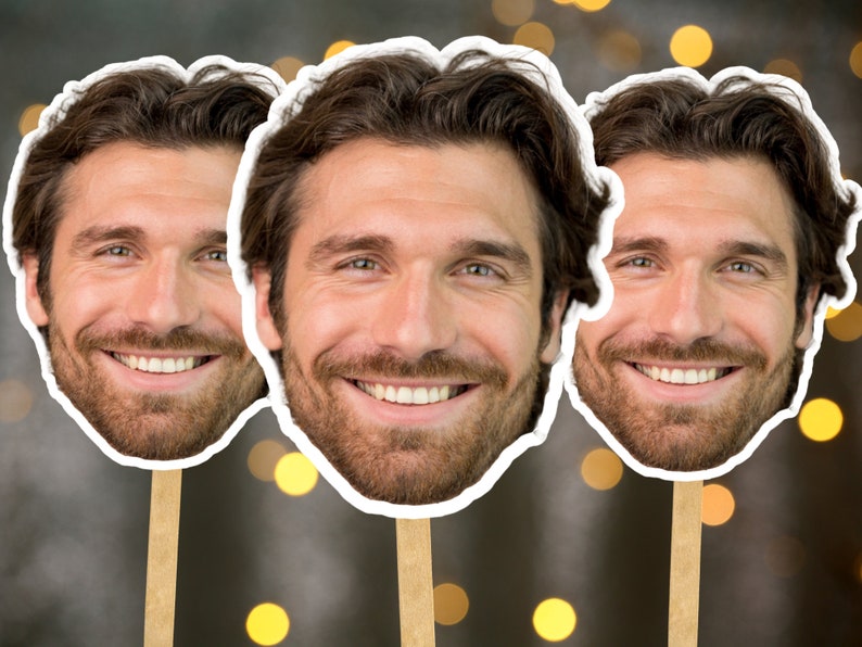 Face on a Stick, Digital Head On A Stick, Printable Big Head Cutout, Groom Face Fans, Funny Groom Face Fan, Bachelorette Party Favor image 1