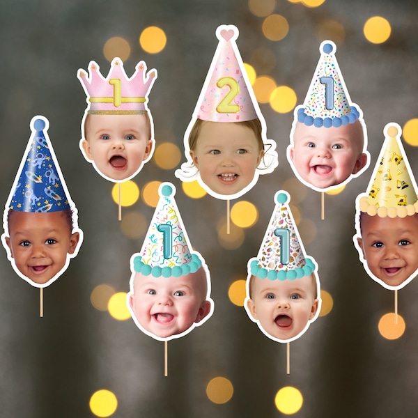 Gesicht Cupcake Topper, Benutzerdefinierte Baby Gesicht Cupcake Topper, erster Geburtstag Cupcake Topper, Printable