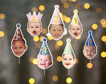 Gesicht Cupcake Topper, Benutzerdefinierte Baby Gesicht Cupcake Topper, erster Geburtstag Cupcake Topper, Printable