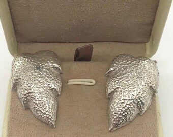 Vintage Leaf Design Silver Earring, Vintage Jewelry, Silver Earrings, Vintage Silver Earrings, Vintage Leaf Silver, Vintage Leaf Jewelry