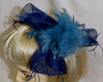 Navy Blue Simple Clip Fancy Fascinator with Feathers, Fascinator Headband, Fancy Hat, Horse Race Fascinator, Fancy Fascinator